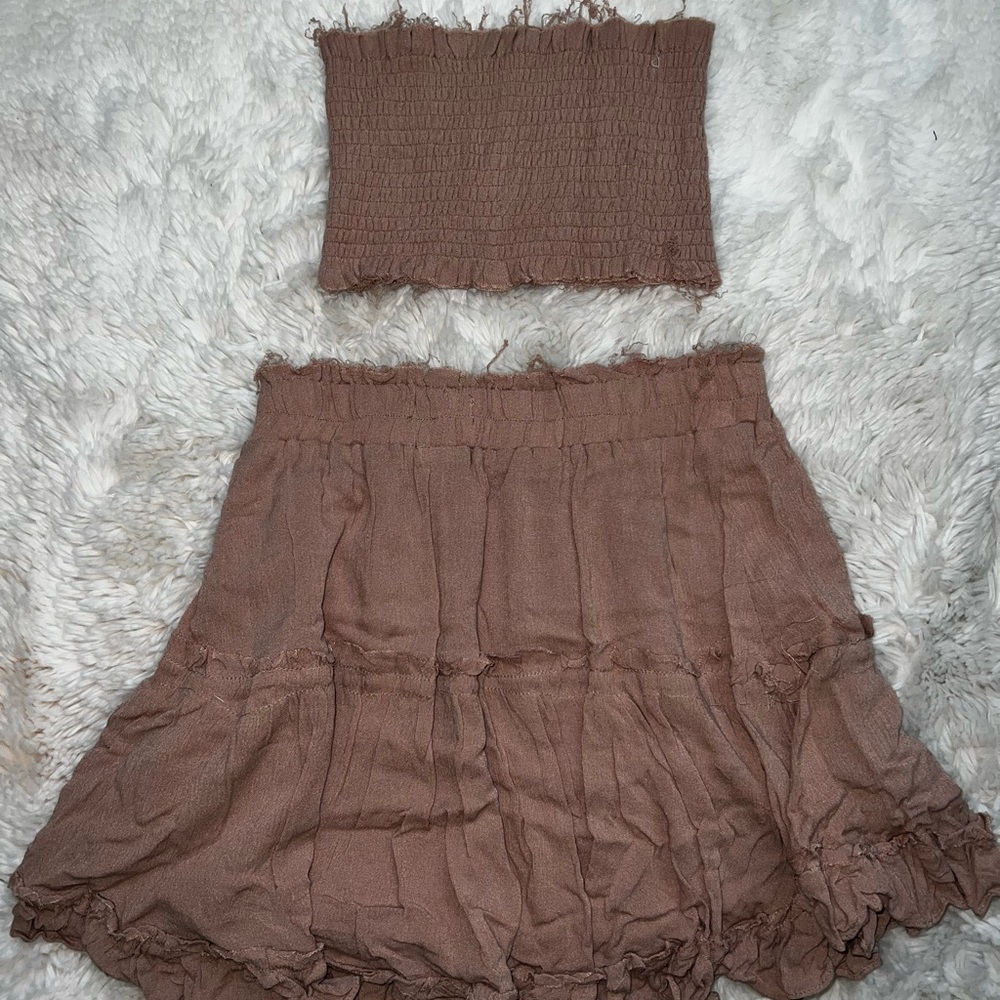 Brown Women's Skirt Set